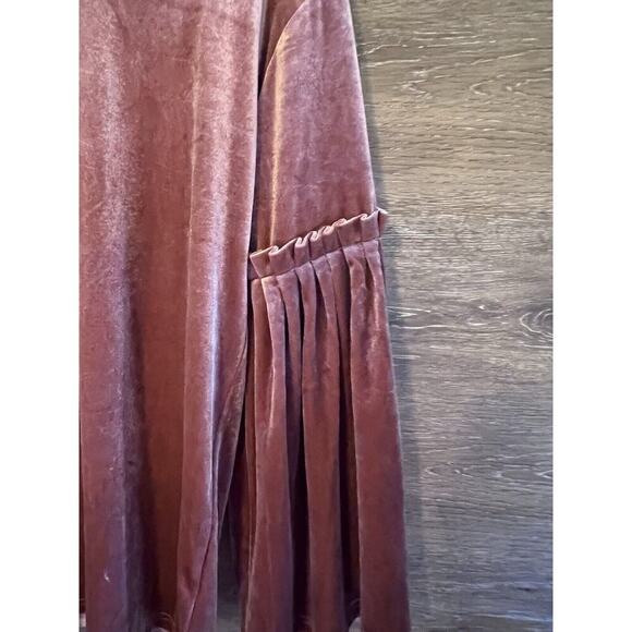 See And Be Seen Pink Shirt Velour Shimmer Flare Sleeves Tie On Back Holidays Sm - Picture 5 of 11